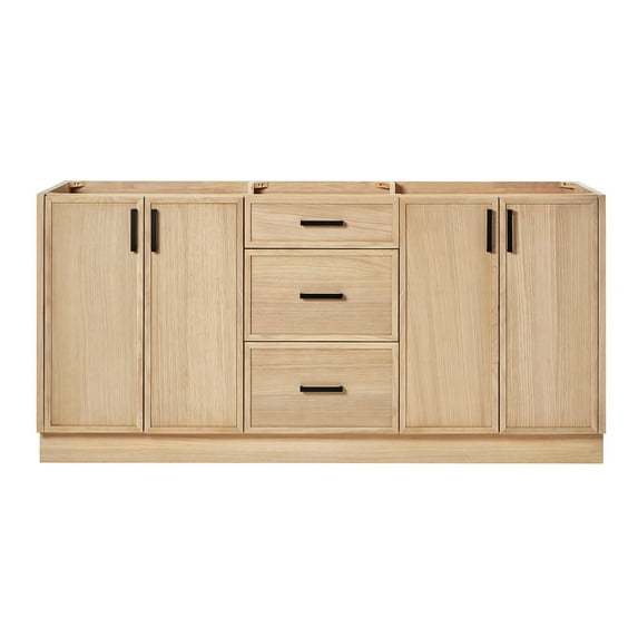 Ariel Kelly 72 Inch Double Sink Base Cabinet In White Oak