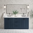 thumbnail image 1 of Ariel Kelly 72 Inch Double Rectangle Sink Bathroom Vanity With Carrara White Quartz Countertop 1.5 Inch Edge In Midnight Blue, 1 of 12