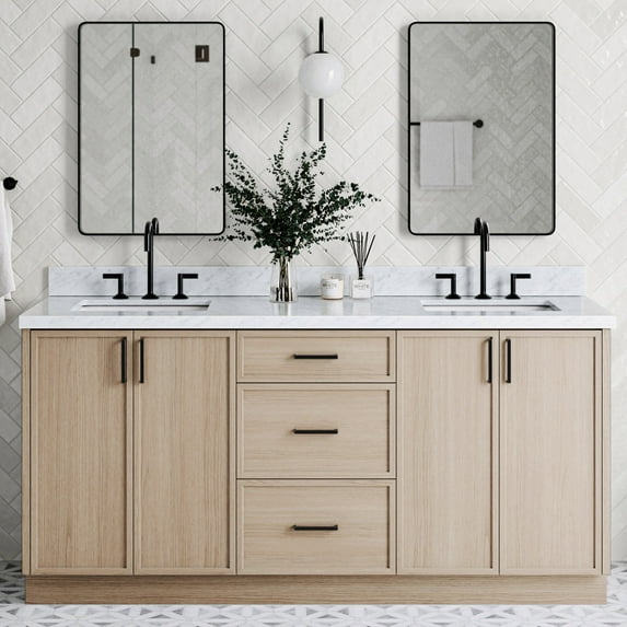 Ariel K73DCWRVOWOA Kelly 72" Free Standing Double Basin Vanity Set - Wood
