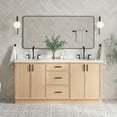 thumbnail image 1 of Ariel Kelly 73 Inch Double Oval Sink Bathroom Vanity With Pure White Quartz Countertop 1.5 Inch Edge In White Oak, 1 of 12