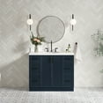 thumbnail image 1 of Ariel Kelly 42 Inch Single Oval Sink Bathroom Vanity With Carrara White Quartz Countertop 1.5 Inch Edge In Midnight Blue, 1 of 12