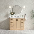 thumbnail image 1 of Ariel Kelly 42 Inch Single Oval Sink Bathroom Vanity With Carrara White Quartz Countertop 1.5 Inch Edge In Oak, 1 of 12