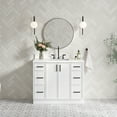 thumbnail image 1 of Ariel Kelly 42 Inch Single Rectangular Sink Bathroom Vanity With Carrara White Quartz Countertop 1.5 Inch Edge In White, 1 of 12