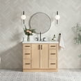 thumbnail image 1 of Ariel Kelly 43 Inch Single Oval Sink Bathroom Vanity With Italian Carrara Marble Countertop 1.5 Inch Edge In Oak, 1 of 12