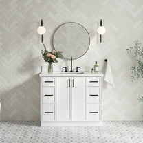 Ariel Kelly 43 Inch Single Rectangular Sink Bathroom Vanity With Italian Carrara Marble Countertop 1.5 Inch Edge In White