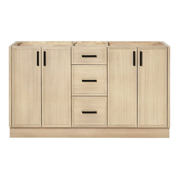 Ariel Kelly 60 Inch Double Sink Base Cabinet In Oak