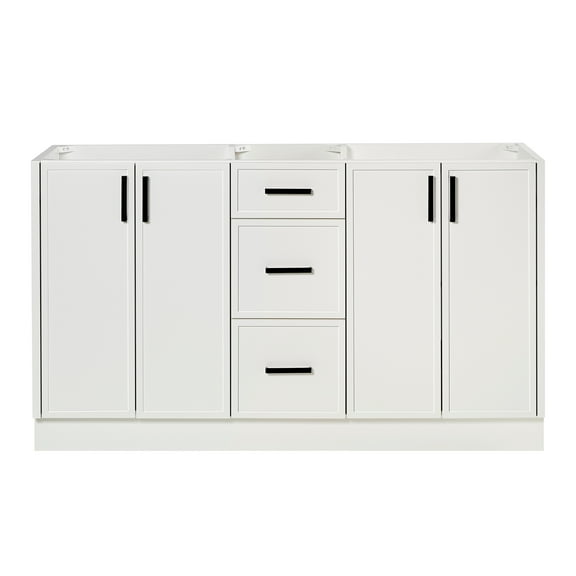 Ariel Kelly 60 Inch Double Sink Base Cabinet In White