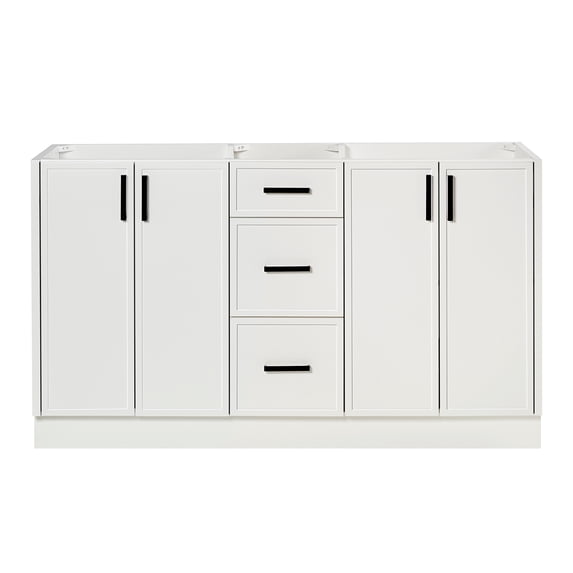 Ariel Kelly 60 Inch Double Sink Base Cabinet In White