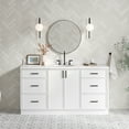 thumbnail image 1 of Ariel Kelly 66 Inch Single Oval Sink Bathroom Vanity With Carrara White Quartz Countertop 1.5 Inch Edge In White, 1 of 12
