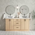 thumbnail image 1 of Ariel Kelly 67 Inch Double Oval Sink Bathroom Vanity With Pure White Quartz Countertop 1.5 Inch Edge In Oak, 1 of 12