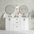 thumbnail image 1 of Ariel Kelly 67 Inch Double Rectangular Sink Bathroom Vanity With Pure White Quartz Countertop 1.5 Inch Edge In White, 1 of 12