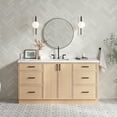 thumbnail image 1 of Ariel Kelly 67 Inch Single Rectangular Sink Bathroom Vanity With Pure White Quartz Countertop 1.5 Inch Edge In Oak, 1 of 12