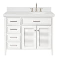 thumbnail image 1 of Ariel Kensington 42 In. Right Offset Oval Single Sink Bathroom Vanity With Carrara White Quartz Countertop 1.5 Edge In White, 1 of 9