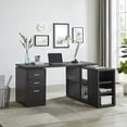 thumbnail image 1 of Ariel L Shaped Desk with Storage, Office Desk, L Shaped Computer Desk, Corner Desk with Storage Shelves, Cabinet, File Drawer, Computer Table Workstation for Home Office by Naomi Home – Espresso, 1 of 15