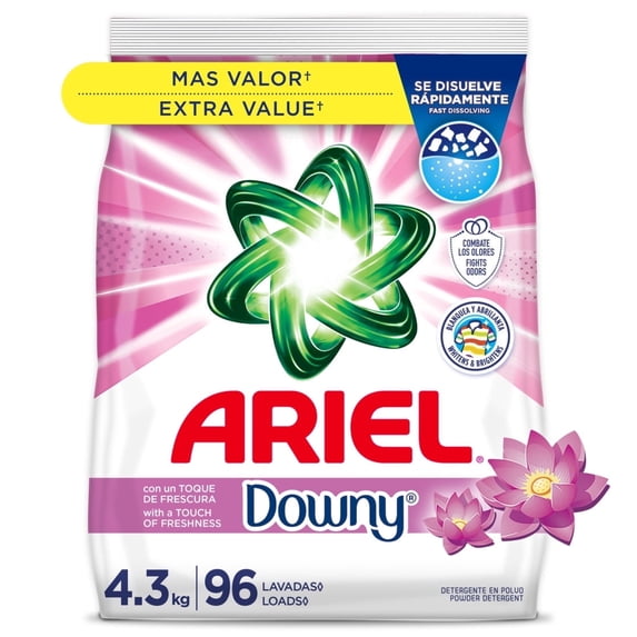Ariel Laundry Detergent Powder with a Touch of Downy Freshness, 4.3 kg, 96 Loads