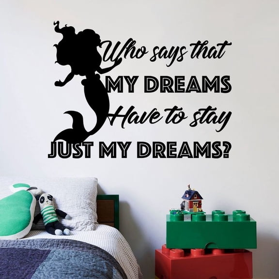 Ariel Little Mermaid Quote Disney Cartoon Quotes Wall Sticker Art Decal for Girls Boys Room Bedroom Nursery Kindergarten House Fun Home Decor Stickers Wall Art Vinyl Decoration Size (8x10 inch)