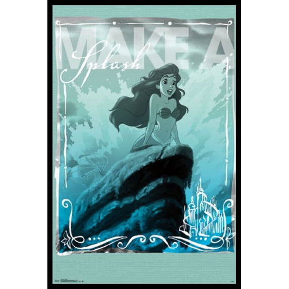 Ariel Little Mermaid- Splash Laminated & Framed Poster Print (22 x 34)