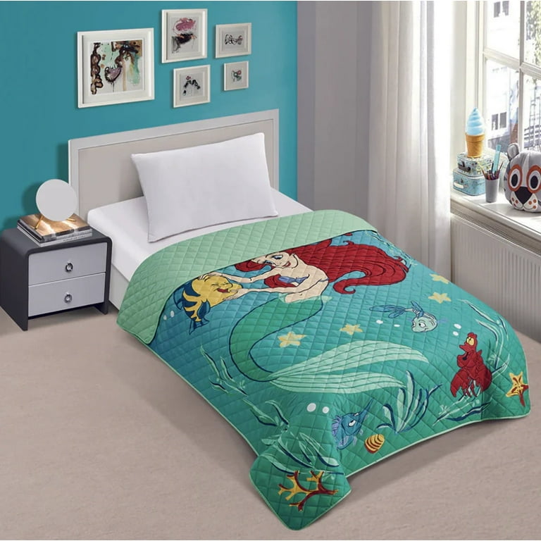 Ariel Little Mermaid Twin/Full Quilted Bedspread 