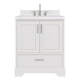 thumbnail image 1 of Ariel Stafford 30 In. Single Rectangle Sink Bathroom Vanity Pure Carrara White Quartz Countertop 1.5 Edge In White, 1 of 10