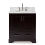 Ariel Stafford 30.5 In. Single Oval Sink Vanity With Carrara White Marble Countertop W/0.75 Edge In Espresso