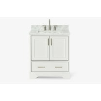 Ariel Stafford 30.5 In. Single Rectangle Sink Vanity With Carrara White Marble Countertop W/0.75" Edge In White