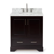 Ariel Stafford 30.5 In. Single Oval Sink Vanity With Carrara White Marble Countertop W/1.5" Edge In Espresso