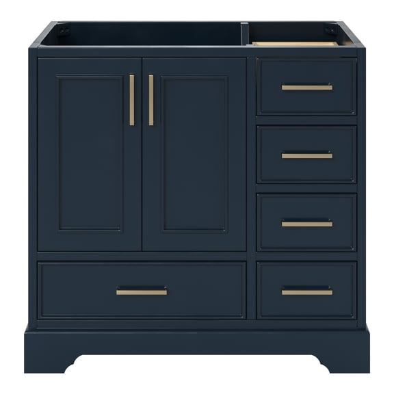 Ariel Stafford 36 Inch Single Sink Base Cabinet Left Offset In Midnight Blue