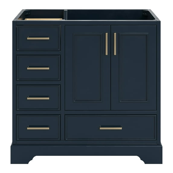 Ariel Stafford 36 Inch Single Sink Base Cabinet Right Offset In Midnight Blue