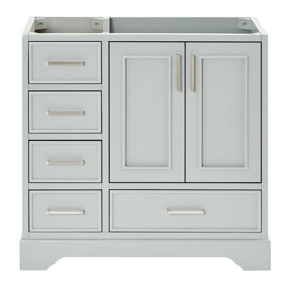 Ariel Stafford 36 Inch Single Sink Base Cabinet Right Offset In Grey