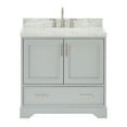 thumbnail image 1 of Ariel Stafford 37 Inch Single Oval Sink Vanity With Carrara White Marble Countertop W/1.5" Edge In Grey, 1 of 11
