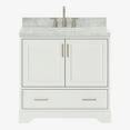 thumbnail image 1 of Ariel Stafford 37 Inch Single Oval Sink Vanity With Carrara White Marble Countertop W/1.5" Edge In White, 1 of 11