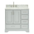 thumbnail image 1 of Ariel Stafford 37 Inch Single Left Offset Rectangle Sink Vanity With Carrara White Marble Countertop W/0.75" Edge In Grey, 1 of 11