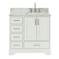 thumbnail image 1 of Ariel Stafford 37 Inch Single Right Offset Rectangle Sink Vanity With Carrara White Marble Countertop W/0.75" Edge In White, 1 of 11