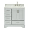 thumbnail image 1 of Ariel Stafford 37 Inch Single Right Offset Rectangle Sink Vanity With Carrara White Marble Countertop W/1.5" Edge In Grey, 1 of 11