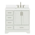 thumbnail image 1 of Ariel Stafford 37 Inch Single Right Offset Rectangle Sink Vanity With White Quartz Countertop W/1.5" Edge In White, 1 of 11