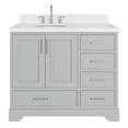 thumbnail image 1 of Ariel Stafford 42 Inch Single Left Offset Oval Sink Bathroom Vanity With Carrara White Quartz Countertop 1.5 Edge In Grey, 1 of 9