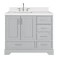 thumbnail image 1 of Ariel Stafford 42 Inch Single Left Offset Rectangle Sink Bathroom Vanity With Carrara White Quartz Countertop 1.5 Edge In Grey, 1 of 9