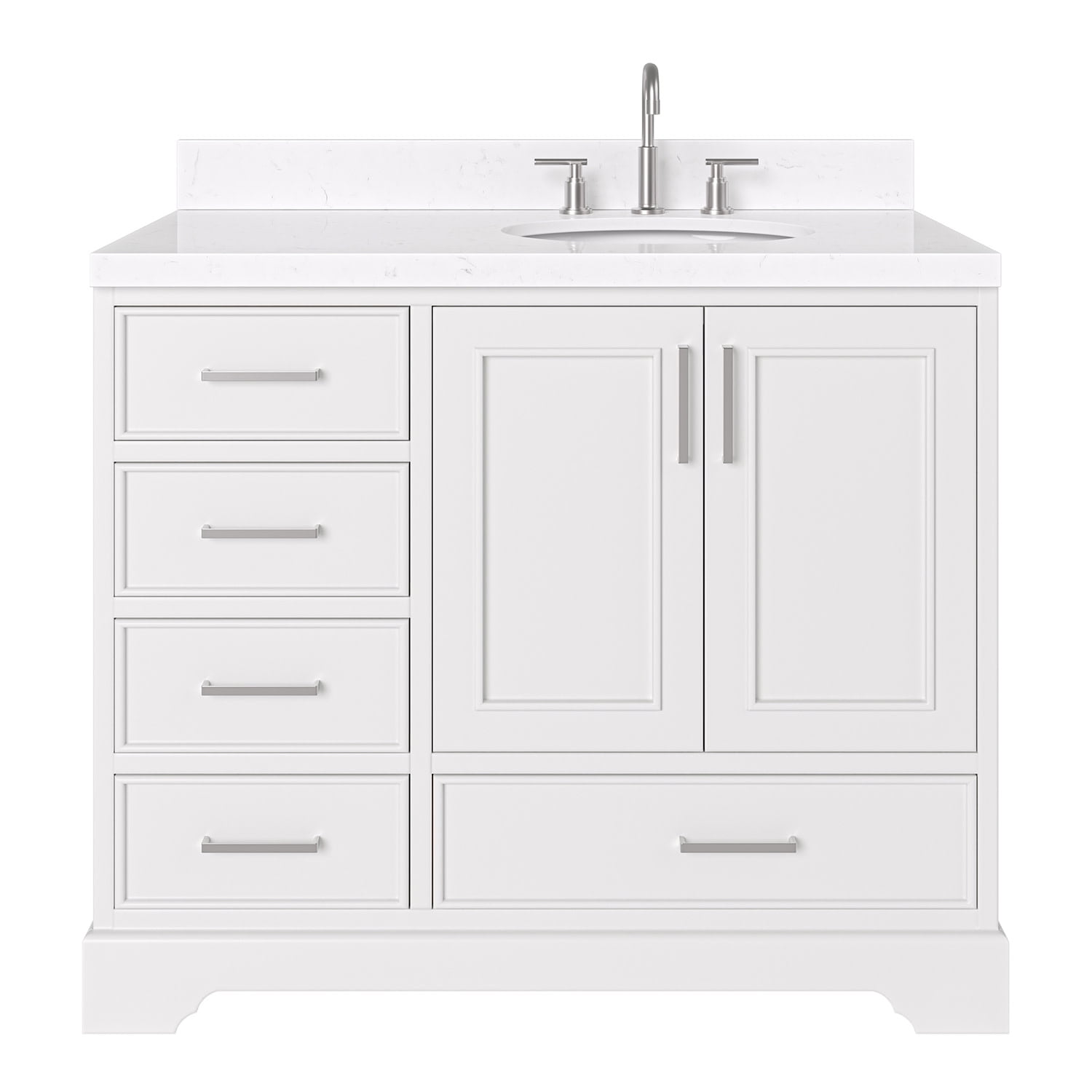 Stafford 42" White Freestanding Single Bathroom Vanity with Quartz Top
