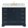 thumbnail image 1 of Ariel Stafford 43 Inch Single Oval Sink Vanity With Carrara White Marble Countertop W/0.75" Edge In Midnight Blue, 1 of 11
