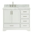 thumbnail image 1 of Ariel Stafford 43 Inch Single Left Offset Rectangle Sink Vanity With Carrara White Marble Countertop W/1.5" Edge In White, 1 of 11