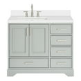 thumbnail image 1 of Ariel Stafford 43 Inch Single Left Offset Rectangle Sink Vanity With White Quartz Countertop W/1.5" Edge In Grey, 1 of 11
