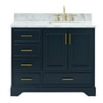 thumbnail image 1 of Ariel Stafford 43 Inch Single Right Offset Rectangle Sink Vanity With Carrara White Marble Countertop W/0.75" Edge In Midnight Blue, 1 of 11