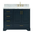 thumbnail image 1 of Ariel Stafford 43 Inch Single Right Offset Oval Sink Vanity With Carrara White Marble Countertop W/1.5" Edge In Midnight Blue, 1 of 11