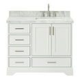 thumbnail image 1 of Ariel Stafford 43 Inch Single Right Offset Rectangle Sink Vanity With Carrara White Marble Countertop W/1.5" Edge In White, 1 of 11