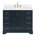 thumbnail image 1 of Ariel Stafford 43 Inch Single Oval Sink Vanity With White Quartz Countertop W/1.5" Edge In Midnight Blue, 1 of 11