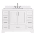 thumbnail image 1 of Ariel Stafford 48 Inch Single Rectangle Sink Bathroom Vanity With Carrara White Quartz Countertop 1.5 Edge In White, 1 of 9