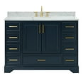thumbnail image 1 of Ariel Stafford 49 Inch Single Rectangle Sink Vanity With Carrara White Marble Countertop W/0.75" Edge In Midnight Blue, 1 of 10