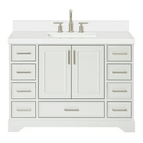 Ariel Stafford 49 Inch Single Rectangle Sink Vanity With White Quartz Countertop W/1.5" Edge In White