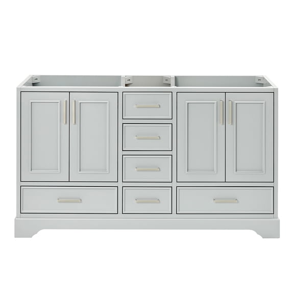 Ariel Stafford 60 Inch Double Sink Base Cabinet In Grey
