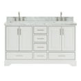 thumbnail image 1 of Ariel Stafford 61 Inch Double Rectangle Sink Vanity With Carrara White Marble Countertop W/1.5" Edge In White, 1 of 11